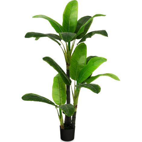 Albero di areca artificiale con supporto in cemento 18 foglie in plastica PE e 3 rami (1/4)