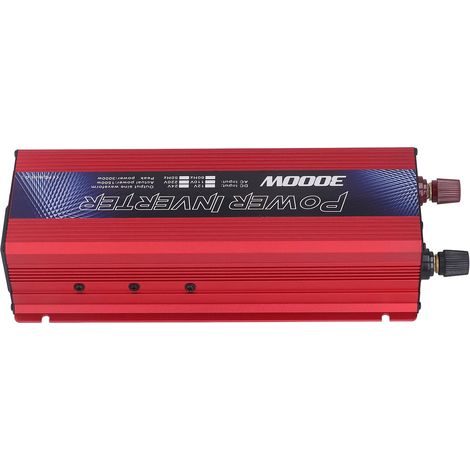 Convertisseur de puissance pour voiture à onde sinusoïdale avec port USB et ventilateur de refroidissement, 3000 W, 12 V CC vers 110 V CA, rouge, 60 Hz (1/5)