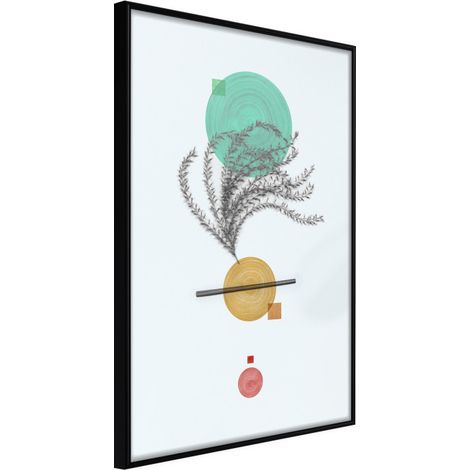 Affiche Murale Encadrée "Geometric Installation with a Plant" 30 x 42 cm Noir