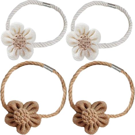 4 Pièces Sangles À Boucle Magnétique pour Rideau, Décoration De Rideau, Sangles De Rideau Florales, Sangles De Rideau Simples Et Élégantes (1/5)