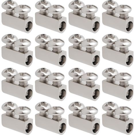 50 colliers de serrage M3 10 x 5 mm à double trou, en acier avec fermeture à vis pour bornes, compatibles avec les câbles à trou de 3,0 mm, couleur argent. (1/5)