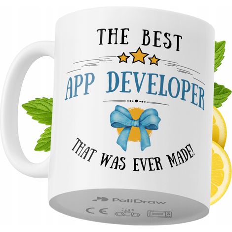 Tazza divertente e umoristica per sviluppatori di app, ideale per caffè e tè, con grafica e testo divertenti. Perfetta per compleanni, onomastici e festività. Tazza premium per occasioni speciali, per (1/5)