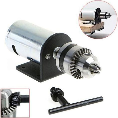 Moteur 555 de presse à tour DC 12V-36V, avec mandrin de perceuse à main miniature et support de montage, ensemble d'outils de bricolage Crezuo (1/4)