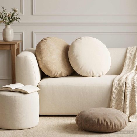 vidaXL Cushion Cover 6 pcs HEERLEN Brown 脴 60 cm Chenille Fabric (1/5)