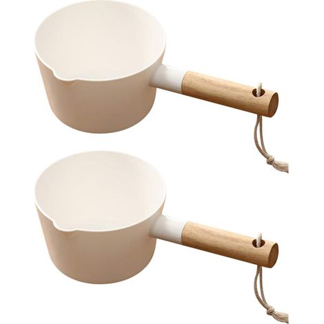 Plongeur D'eau à Long Manche en Bois, Lot de 2 Pièces Poignée en Timber et Pp, Format Empilable, Corde Suspendre et Bec en U, Grosse Capacité (1/5)
