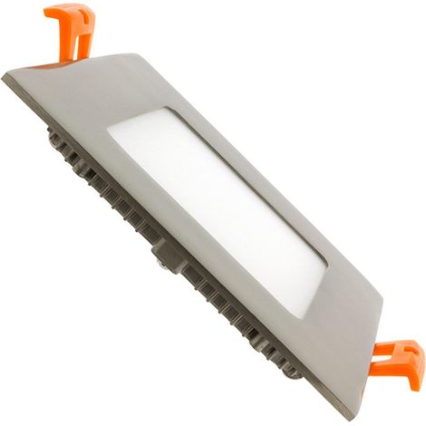 Pannello Downlight LED 6W Quadrato SuperSlim Foro 105x105mm Argento 6000K Bianco Freddo