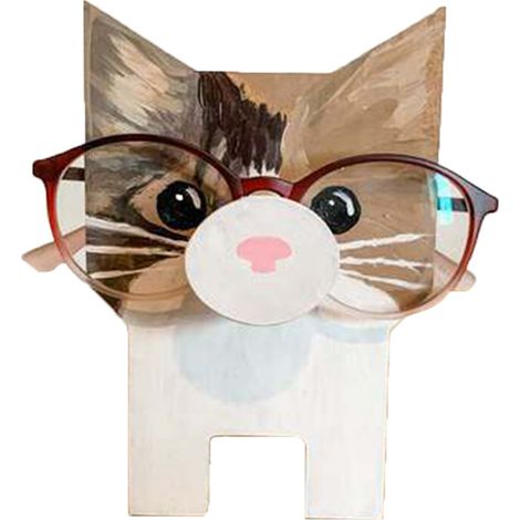 Porte-lunettes de Bureau Décoratif en Bois de Densité, Modèle Animaux, 15×8×8.5 cm, Multicolore, Lot 1 (1/5)