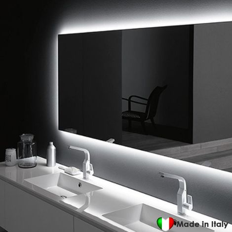 Specchio COMPAB Retroilluminato LED 140 x 75 cm - Made In Italy - 20W - Risparmio Classe Energetica A