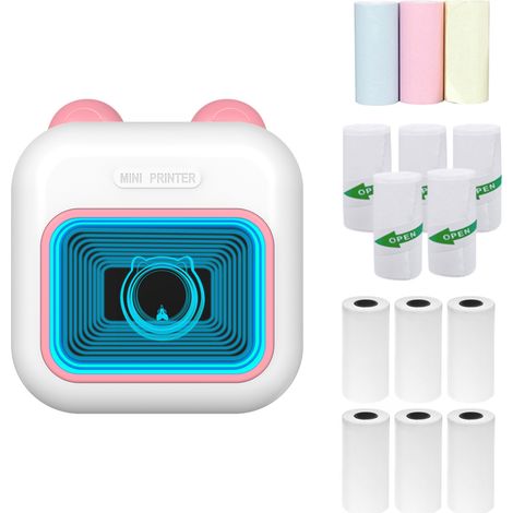 Imprimante thermique portable poche photo instantanée LED 7 couleurs étiquettes BT 5.1 Android iOS M10 57x25mm 1200mAh