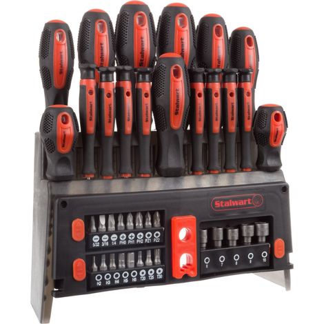 Stalwart - 75-HT4089 39 Pezzi Cacciavite e Bit Set con punte magnetiche- Kit di precisione tra cui cacciaviti, punte, driver di potenza e rack di stoccaggio di (1/4)