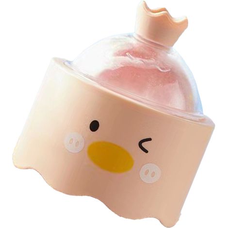 Runde Eiswürfelform aus Silikon, leicht zu lösen, auslaufsichere Eiskugelform mit Deckel, Cartoon-Form, rosa (1/5)