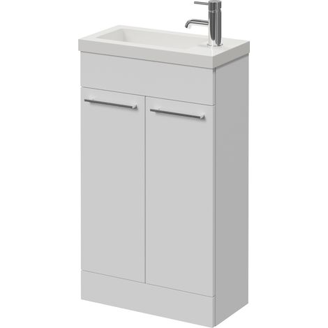 Napoli 250 Gloss White 500mm 2 Door Vanity Unit with Square Silvo Basin - 500mm - Chrome 160mm Handle