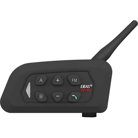 V4 Plus Intercom Moto, Bluetooth 5.1 Casque Moto Freecom, Talkie Walkie avec Réduction du Bruit CVC, Radio FM & Interphone 4 Voies Jusqu'à 1500M, pour Casques de Moto, Skis - 1 Pack (1/5)