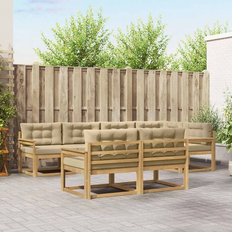 vidaXL Outdoor-Sofagarnitur mit Kissen 6 pcs Weiß und Beige Polyester (1/5)