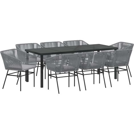 Maison Exclusive - Set da Pranzo per Giardino con cuscino 9 pcs Grigio
