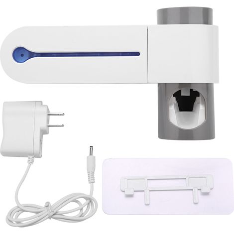 Porte-brosse à dents UV avec distributeur automatique de dentifrice, nettoyeur pour brosses, prise US 110-240V, chargeur automatique