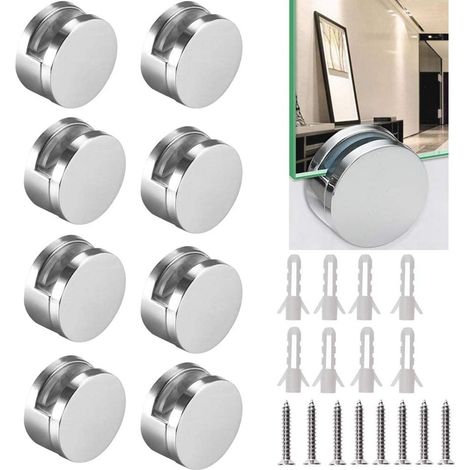 Support De Fixation Pour Miroir - En Alliage De Zinc - Pour Verre Acrylique Et Tableaux - Hauteur 13 Mm - Diamètre 22 Mm - Lot De 8 Pièces (1/5)