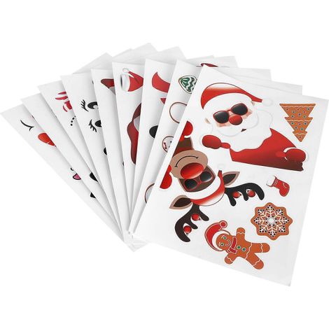 Weihnachtsaufkleber mit Weihnachtsmann und Schneemann – 9er-Packung für festliche Kühlschrank-, Wand- und Autodekorationen (1/5)