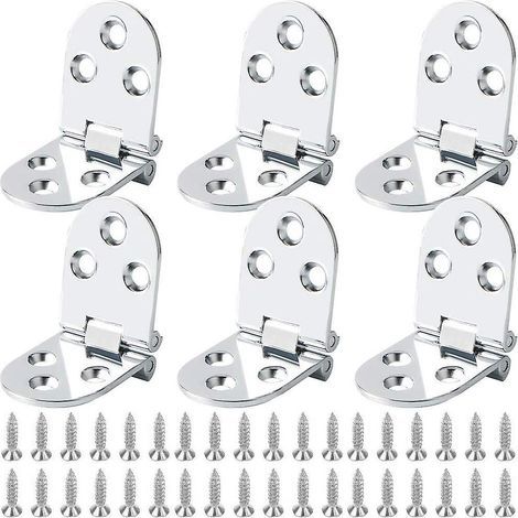 6 bisagras planas plegables para puertas de armarios, mesa de máquina de coser, bisagra plegable de aleación de zinc, bisagra superior abatible. (1/4)