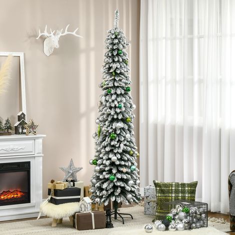 Árbol de Navidad Artificial 210 cm con Efecto Nevado con 490 Ramas Decoración Navideña para Interiores Verde (1/5)