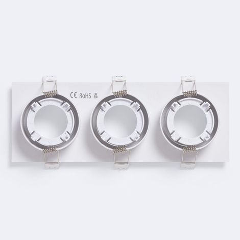 Downlight Ring Quadratisch Weiß für 3 LED Glühbirne GU10 / GU5.3 Schnitt 235x75 mm Weiß