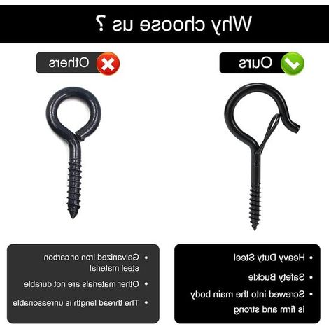 Allecto Plus - Paquete de 12 ganchos de techo de acero inoxidable negro para colgar plantas - Ganchos resistentes y de gran capacidad de carga (1/4)
