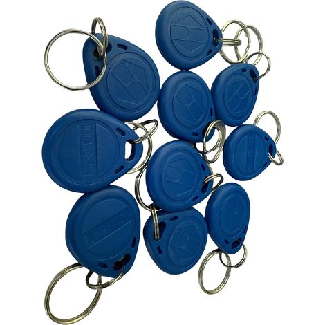 RFID Lot de 10 porte-clés de proximité Bleu – Jeton – Étiquette – Clé de carte 125 kHz – Idéal pour clavier numérique  Lecteur de proximité  Système de sécurité de contrôle d'accès