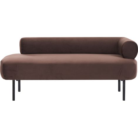 Chaise longue tapizado de terciopelo patas de metal derecho marrón oscuro Mirmande (1/5)