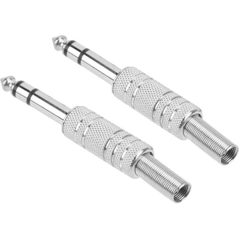 Connecteur Audio 6,35mm Mâle-Mâle, 2 Pièces Adaptateur Jack Stéréo pour Guitare, Casque, Coupleur Droit, Rallonge Prise (1/5)