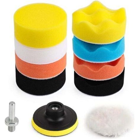 11Pcs 80mm Polishing Pad Polishing Sponge Polishing Sponge Kit for with M10/M14 Drill Bit Wool Polishing Pad for Car Polishing Grinding Waxing (1/4)