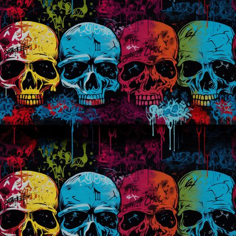 Tela Oxford decorativa para exteriores - Motivo de calavera I DX4395 (1/5)