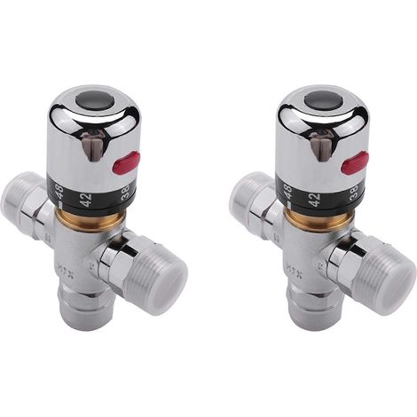 vannes de mélange thermostatiques 3 voies en cuivre massif 3/4 pouce pour chauffe-eau solaire, vanne de régulation de température (1/5)