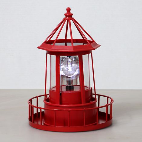 Großer, drehbarer LED-Solarleuchtturm aus Kunstharz für den Außenbereich (Roter Leuchtturm) (1/5)
