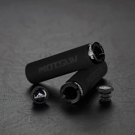 Protège-poignées de VTT avec verrouillage, protection en mousse, absorption des chocs et confort - Noir, anneau noir (1/5)