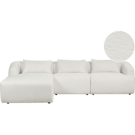 Ecksofa 3-Sitzer SVANSELE Bouclé Cremeweiß rechtsseitig