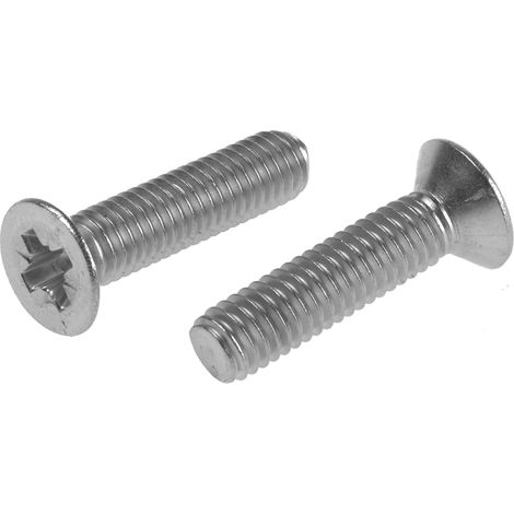 Vis à métaux RS PRO M6 à tête Fraisée Pozidriv en Acier Inoxydable, 25mm ( Prix pour Boîte de 100 )