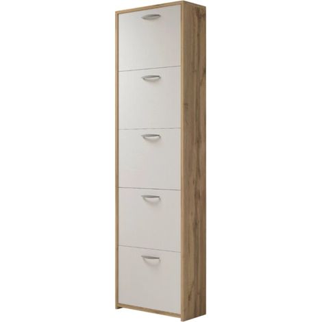 scarpiera 5 ante bellahome legno e bianco 50x25x182 cm