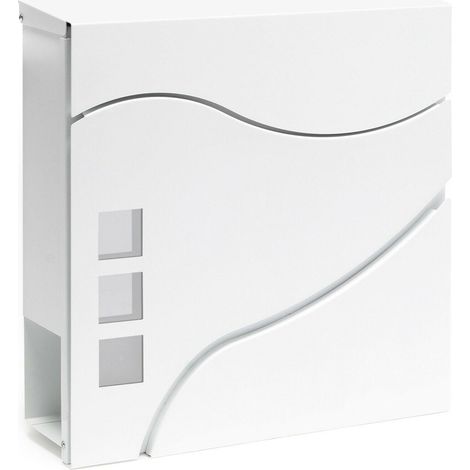 Boite aux lettres design porte journal revêtement poudre fixation murale blanc