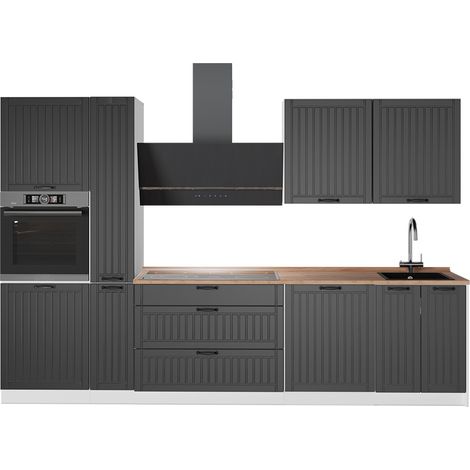 Cucina componibile Fame-Line, Grigio scuro/Bianco, 310 cm, PL Rovere, Vicco (1/5)