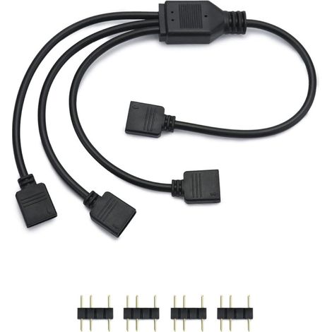 Cable ARGB - Splitter 1 Vers 3 - Connecteur 5 V 3 Broches - Pour Refroidisseur CPU et Ventilateurs ARGB - Longueur 30 cm (1/5)
