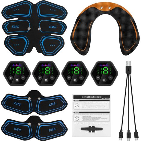 Elektrisches EMS-Gerät (Elektrostimulation) für die Bauchmuskulatur mit LCD-Bildschirm, Gerät zur Hüftstraffung, USB-Gerät für Bauchmuskeltraining, Fitness, Heim-Fitnessstudio, Gewichtsabnahme und Kör