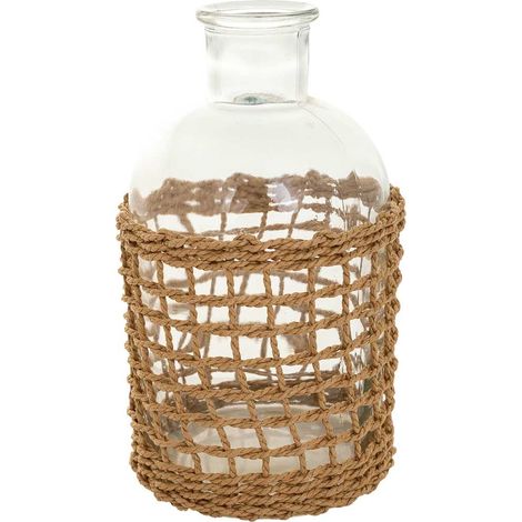 Jarrón de cristal y cuerda de papel marrón d11x19.5 (1/5)