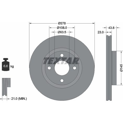 Lot de 2 Disques de frein Textar 92303203 FORD 2272661 K1BC1125AB