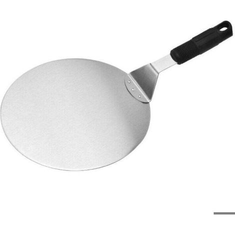 Pelle à pizza ronde en acier inoxydable avec manche antidérapant, idéale pour gâteaux, pizzas, tartes (1/3)