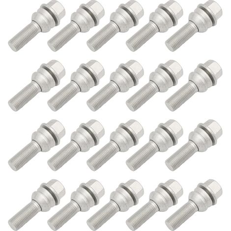 WHT001693 7L0601139A 7L0601139 Lot de 20 boulons de roue coniques argentés M14 x 1,5 Compatible avec Q7 Quattro 9PA 92A Amarok Transporter (1/5)