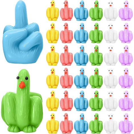 Mini canards en résine 60 pièces forme doigt d'honneur figurines miniatures à cacher couleurs bleu vert violet rouge blanc jaune (1/5)