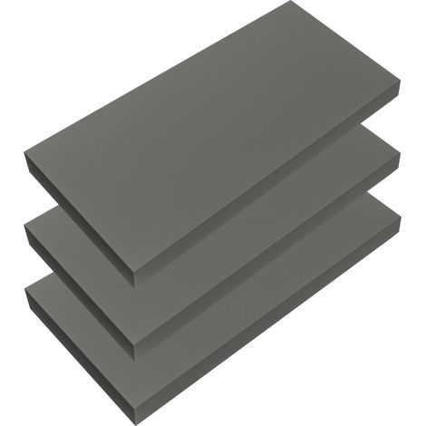 CASARIA® Set of 3 50cmx23cm Floating Shelf Including Bracket Wall Shelving Living Room Kitchen Bedroom Office 38mm Thick Hidden Wall Fixing 15kg Capacity MDF 50cm matt grau (de)