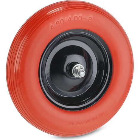 Roue de brouette 4.80 4.00-8 Pneu Plein, axe, Rouge/Noir (1/5)