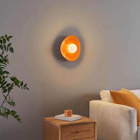 Applique moderne en céramique colorée orange et verre blanc - Florélys (1/5)