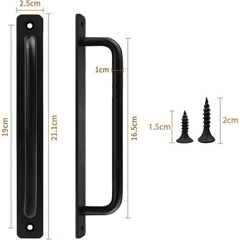 2 Pcs de Porte Fixes en Alliage D'Aluminium, Poignées de Porte Coulissantes, Poignées de Porte Robustes, Adaptées aux Armoires, Portes de Grange, Portes en Bois (Avec 4 vis) (1/5)